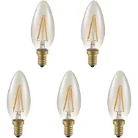 SPL E14 LED Lamp 2W Dimbaar - CRI 93 - Goud - Extra Warm Wit - 2200K - LED Filament Kaars C35 - Vervangt 11W - 5 Stuks