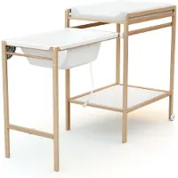WEBABY - Verschoontafel met bad LILO in hout Beuken Gelakt