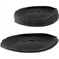 Altom Design Nocturn Dessertborden Set - 6 stuks, 23 cm, Zwart Glas