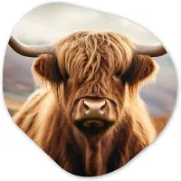 MuchoWow Organische wanddecoratie 60x60 cm - Organisch schilderij Schotse hooglander - Landschap - Dier - Muurdecoratie woonkamer - Kamer decoratie - Schilderijen - Muurcirkel aesthetic