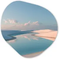 MuchoWow Organische wanddecoratie 60x60 cm - Organisch schilderij Duinen - Waterplas - Oneindige rust - Muurdecoratie woonkamer - Kamer decoratie - Schilderijen - Muurcirkel aesthetic