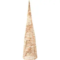 Lumineo LED kegel buitenverlichting wicker 90cm beige