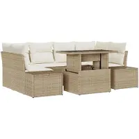 vidaXL Tuinbank Set 7 st Beige en Crème