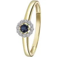 Lucardi Ring saffier / goud / transparant