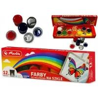 Herlitz Glas-in-lood Verwersets 12 Kleuren Glasverf + Zwarte Contourverf