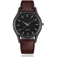 LGT JWLS LGT Elegant herenhorloge met donkerbruine band en zwarte wijzerplaat