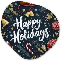 MuchoWow Organische wanddecoratie 40x40 cm - Organisch schilderij Feestelijk - Kerstgroet - Kleurrijk - Muurdecoratie woonkamer - Kamer decoratie - Schilderijen - Muurcirkel aesthetic