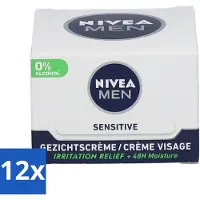 Nivea 12 x MEN - Sensitive - Dagcrème Gezicht - 50 ml - Gevoelige Huid - Dagcrème - Gezichtsverzorging - Huidirritatie - Roodheid