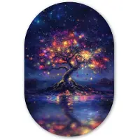 MuchoWow Muurovaal 80x120 cm - Ovale wanddecoratie Kosmisch - lichtboom - Kerst - Kleurrijk - Ovalen schilderij - Muurdecoratie woonkamer - Kamer decoratie - Schilderijen - Wandcirkel