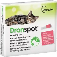 Dronspot 60mg/15mg Spot On Ontwormingsmiddel Voor Middelgrote Katten Pipet