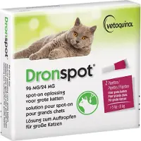 Dronspot 96 mg/24 mg Spot-On Oplossing voor Grote Katten | 2 pipetten