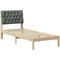 vidaXL Bedframe met Gevoerde Hoofdbord Bruin 75 x 190 cm