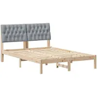 vidaXL Bedframe met Gevoerde Hoofdbord Bruin 150 x 200 cm