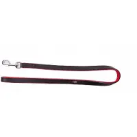Dingo Exclusive Leren Hondensnoer - Zwart/Rood, 1.3x110cm
