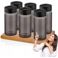 Katex 6x kruidenpotjes voor droge voeding, 245 ml, met deksel en standaard