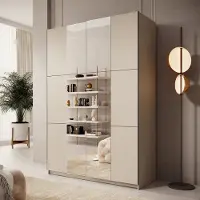 Meubella - Kledingkast Landon - Beige - 150 cm - Met spiegel