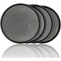 Discountershop Dinerborden Set van 4 – Mat Zwarte Borden 26,3 cm Keramiek – Ronde Diner Borden met Opstaande Rand – Servies voor Horeca, Restaurants en Kersttafel
