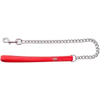 Dingo Hondenlijn Ketting met Lederen Handvat - Rood, 78 cm