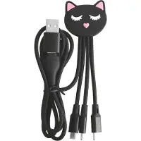 Yello Universele 3-in-1 oplaadkabel Andy 1 m Cat Zwart