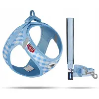 Curli Air Mesh Harnas met Lijn - Blauw Caro - Maat 2XS