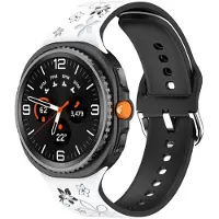 Strap-it Bloemvormig Siliconen Horlogebandje – Comfortabel, stijlvol & flexibel geschikt voor Samsung Galaxy Watch 9 (40/44mm) / Watch 8 (40/44mm) / 8 Classic (46mm) – Wit & Zwart