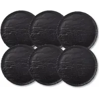 Wilmax Slatestone Ronde Bord 15,5 cm - Mat Zwart Porselein - Set van 6 - Leisteen Look Bordjes voor Tapas & Desserts
