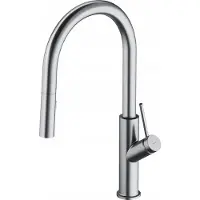Omnires Bend keukenkraan nikkel, uittrekbare uitloop, 44,4 cm hoog