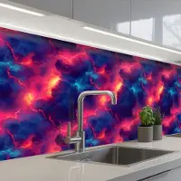 KitchenYeah Keuken achterwand 400x80 cm - Spatscherm zelfklevend Bliksem - Wolken - Kleurenrijk - Muurbeschermer - Spatwand fornuis