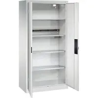 C+P acculaadkast Basic met deuren van massief plaatstaal, H 1950 x B 930 x D 500 mm, lichtgrijs
