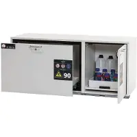ASECOS Combinatie veiligheidskast type 90 K-UB-90, 1 lade, 1 draaideur, links scharnierend, front lichtgrijs, B 1402 x D 502 x H 601 mm