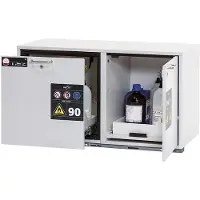 ASECOS Combinatie veiligheidskast type 90 K-UB-90, 1 lade, 1 draaideur, links scharnierend, front lichtgrijs, B 1102 x D 502 x H 601 mm