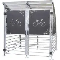 Mottez fietsoverkapping, voor 6 fietsen of 3 fietsen + 2 motoren, veiligheidsdeur met cijferslot, B 800 x D 3130 x H 1900 mm, antraciet
