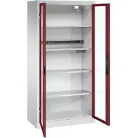 C+P Basic batterijlaadkast met acrylglas doorkijkvenster, H 1950 x B 930 x D 500 mm, lichtgrijs/roodbruin