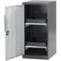 ASECOS Chemicaliënkast, vleugeldeur, 2 uittrekbare bakken, 545x520x1105 mm, lichtgrijs