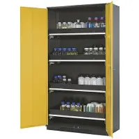 ASECOS Chemicaliënkast, vleugeldeur, 4 uittrekbare bakken, 1055x520x1950 mm, veiligheid: