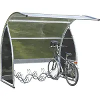 Mottez B800VNO fietsoverkapping, voor 6 fietsen of motoren, uitschuifbaar, B 2240 x D 2210 x H 2200 mm, zwart
