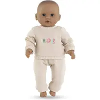 Corolle poppen trainingspak beige voor babypop 30cm klittenband.