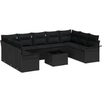 vidaXL Tuinbank Set 10 st Zwart poly rattan
