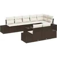 vidaXL Tuinbank Set met opslag Bruin en Crème Poly rattan