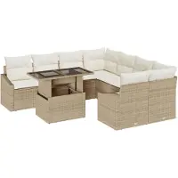 vidaXL Tuinbank Set 9 st Beige en Crème poly rattan