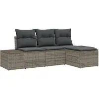 vidaXL Tuinbank Set 4 st Grijs poly rattan