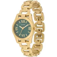 GUESS Analoog horloge 'VEDA' goud / donkergroen