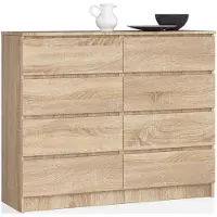 Akord Ladekast K140 met 8 Lades / Furniture Factory / Sonoma Eik / 138 x 99 x 40 cm