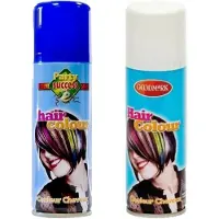 Goodmark Carnaval verkleed haarverf - haarspray - kleuren wit en blauw - 125 ml per flacon - verven
