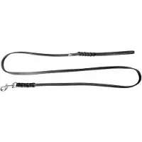 Dingo Gevlochten Leren Hondenhalsband 1.2x230cm Zwart