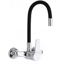 Yoka Home Zwarte Keukenkraan Wandmontage Flexibele Uitloop 50cm