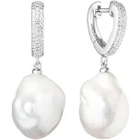 Gaura – Oorbellen met Kasumi-achtige parels (12–14 mm) en zirkonia – 925 sterling zilver met rhodium afwerking