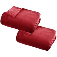 Atmosphera Plaid deken - 2x - rood - polyester - 130 x 180 cm - Bankdeken - Fleece plaid