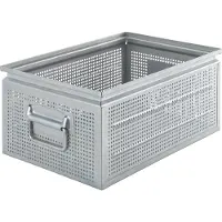Schäfer Shop stapelbak, geperforeerd, met valgrepen, 26,5 l, 150 kg, L 449 x B 308 x H 201 mm, plaatstaal, verzinkt