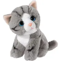 Heunec pluche grijze kat/poes knuffel - 14 cm - speelgoed katten en poezen